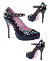 5012 Cop Leg Avenue Shoes, 4 Inch Heels Pumps Studded Mary Jane Shoes